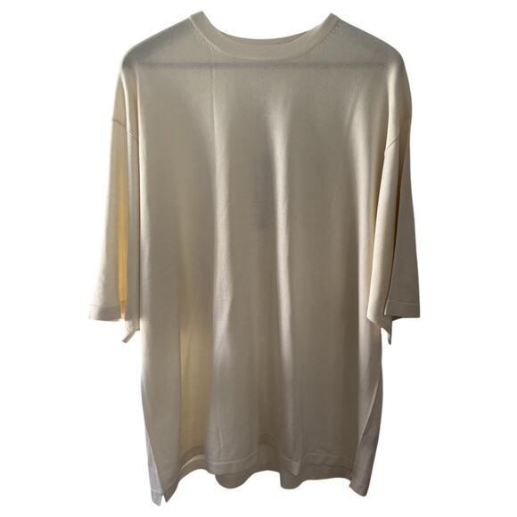 Johnston and Murphy Silk Sweater XXL Crewneck Short Sleeve Ivory Preppy Chic - Picture 7 of 8